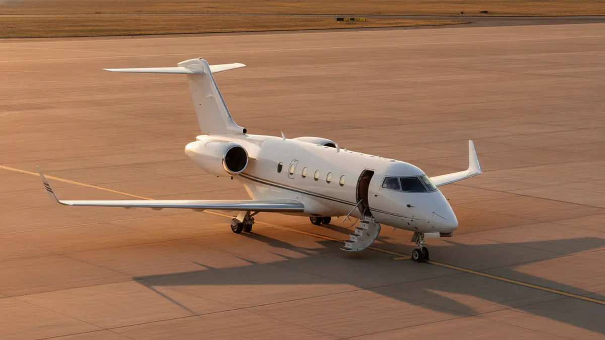 Challenger 350 Challenger 350: Bombardier Challenger 350 on the apron at golden hour