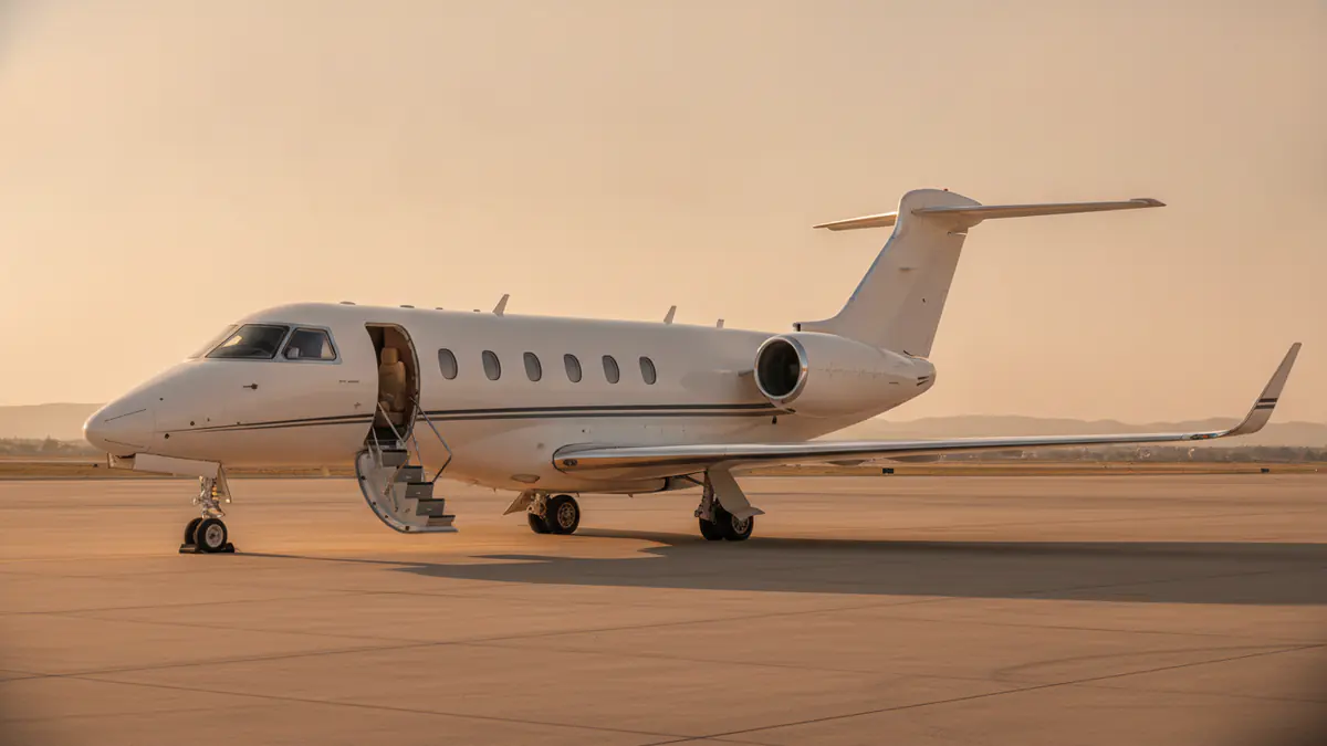Citation Longitude: Cessna Citation Longitude on the apron at golden hour