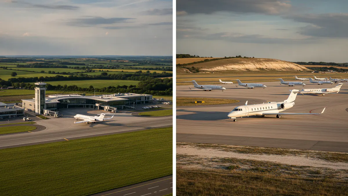 Farnborough vs Luton: side-by-side view of Farnborough Airport and London Luton Airport