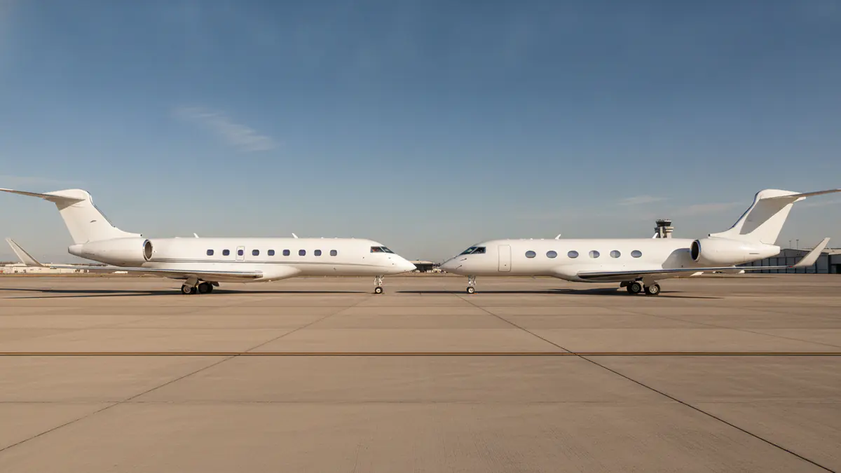 Global 7500 vs Gulfstream G650 Global 7500 vs Gulfstream G650: two long-range jets parked nose to nose for comparison