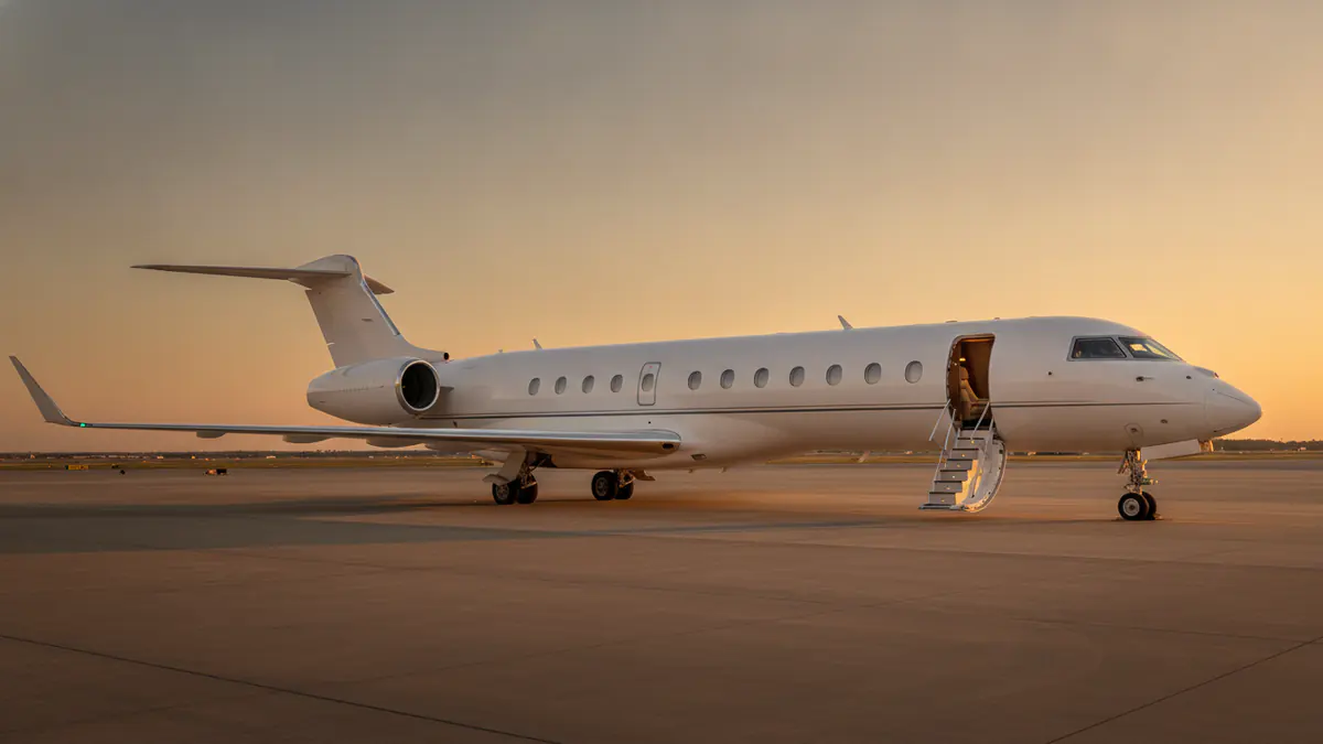 Global 7500 Global 7500: Bombardier Global 7500 on the apron at golden hour