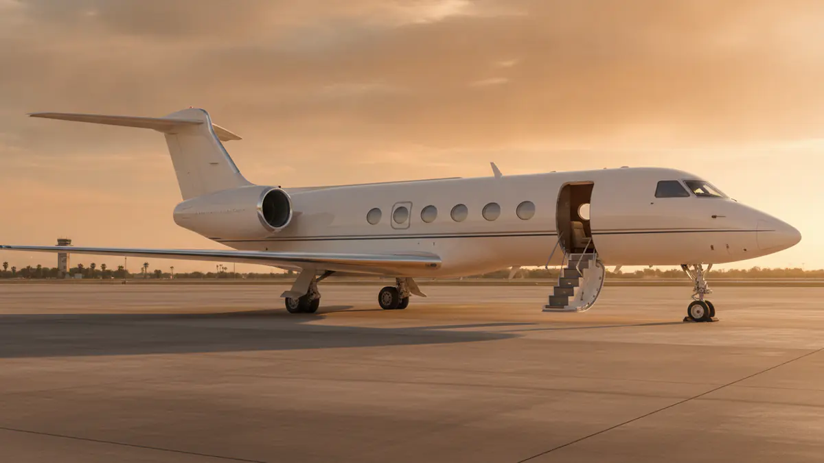 Gulfstream G450: Gulfstream G450 on the apron at golden hour