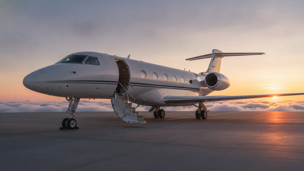 Gulfstream G600 Gulfstream G600: Gulfstream G600 on the apron at golden hour