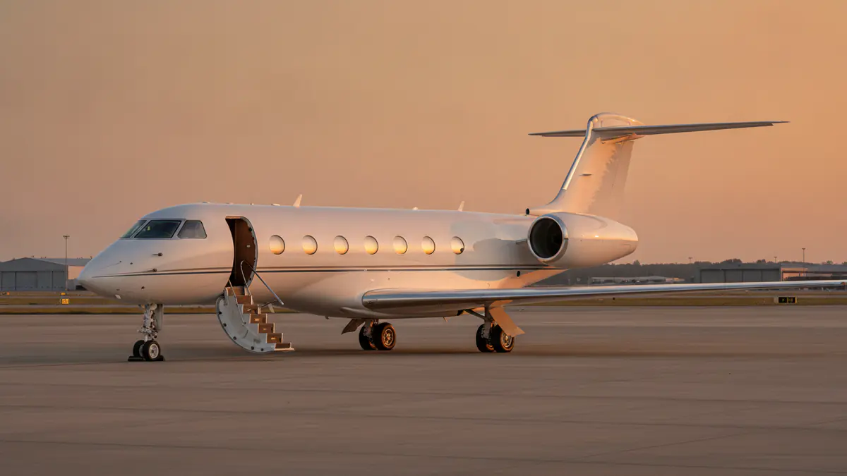 Gulfstream G650 Gulfstream G650: Gulfstream G650 on the apron at golden hour