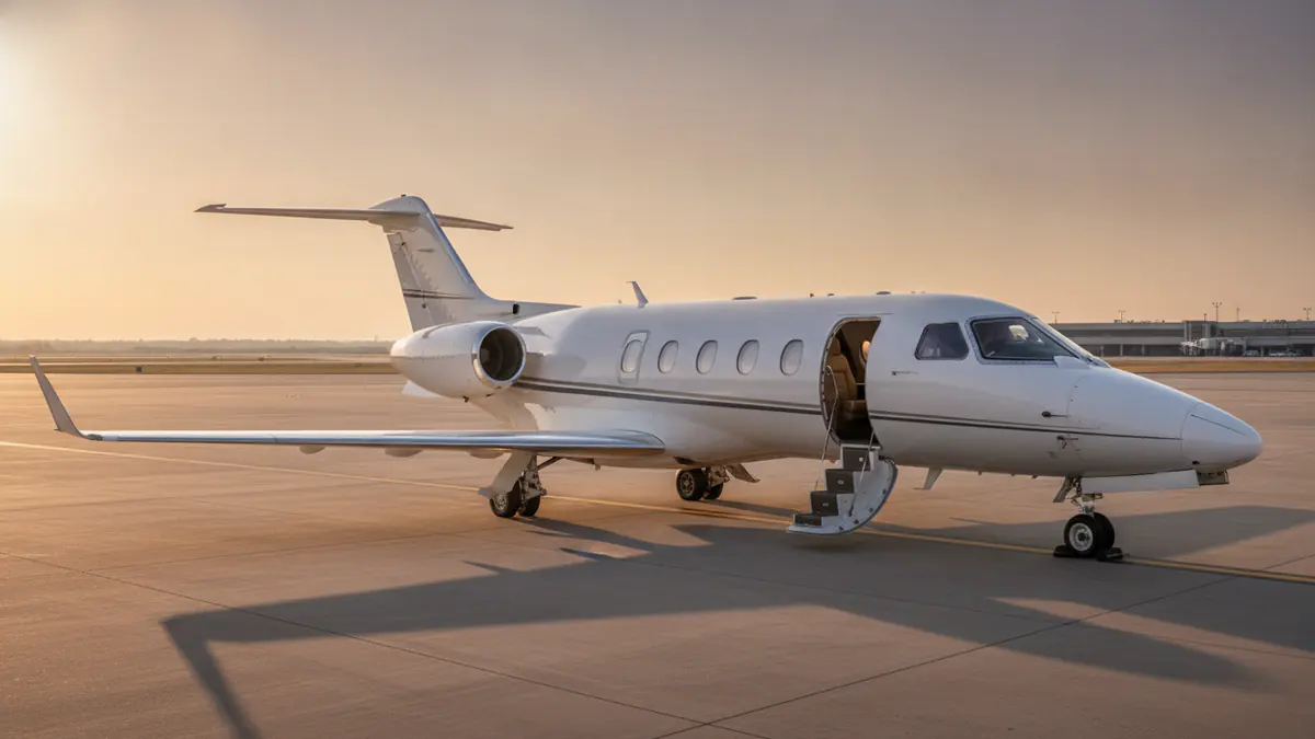 Learjet 75: Bombardier Learjet 75 on the apron at golden hour