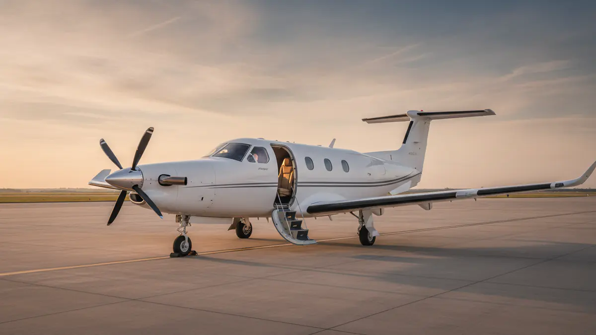 Pilatus PC-12 Pilatus PC-12: Pilatus PC-12 NGX on the apron at golden hour