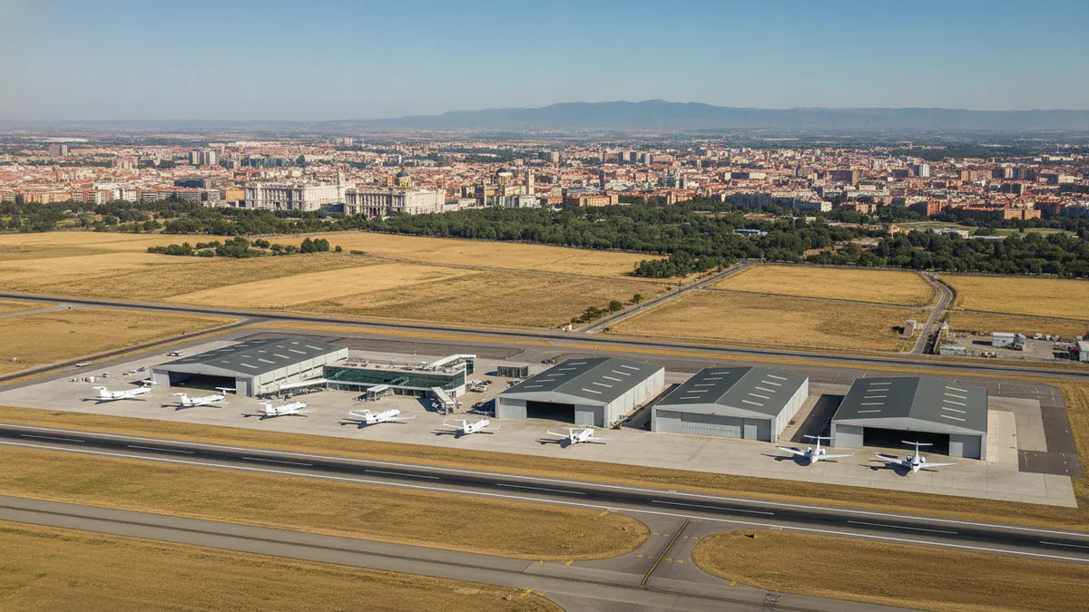 Private jet airports Madrid Private jet airports Madrid: aerial view of a business aviation airfield near Madrid