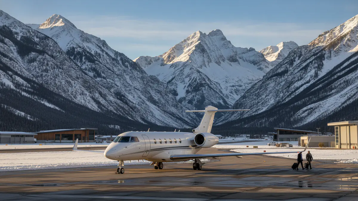 Private jet Aspen airport Private jet Aspen airport: business jet on the apron at Aspen