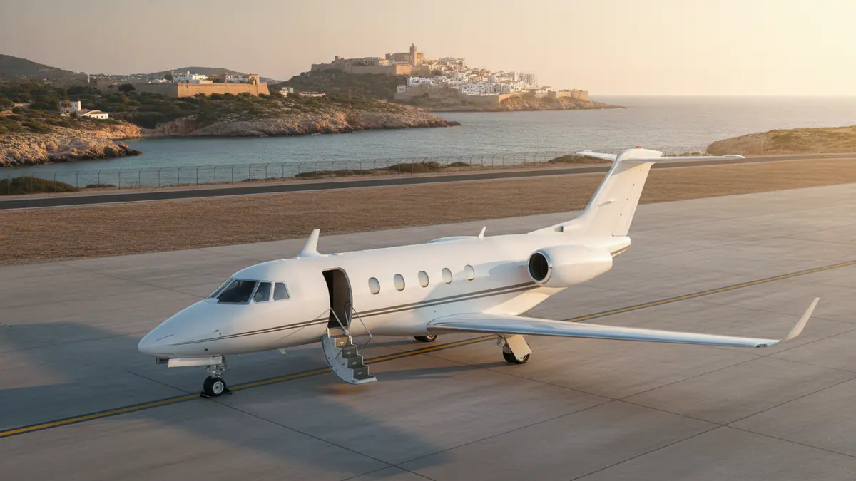 Private jet Barcelona to Ibiza: light jet on arrival in Ibiza