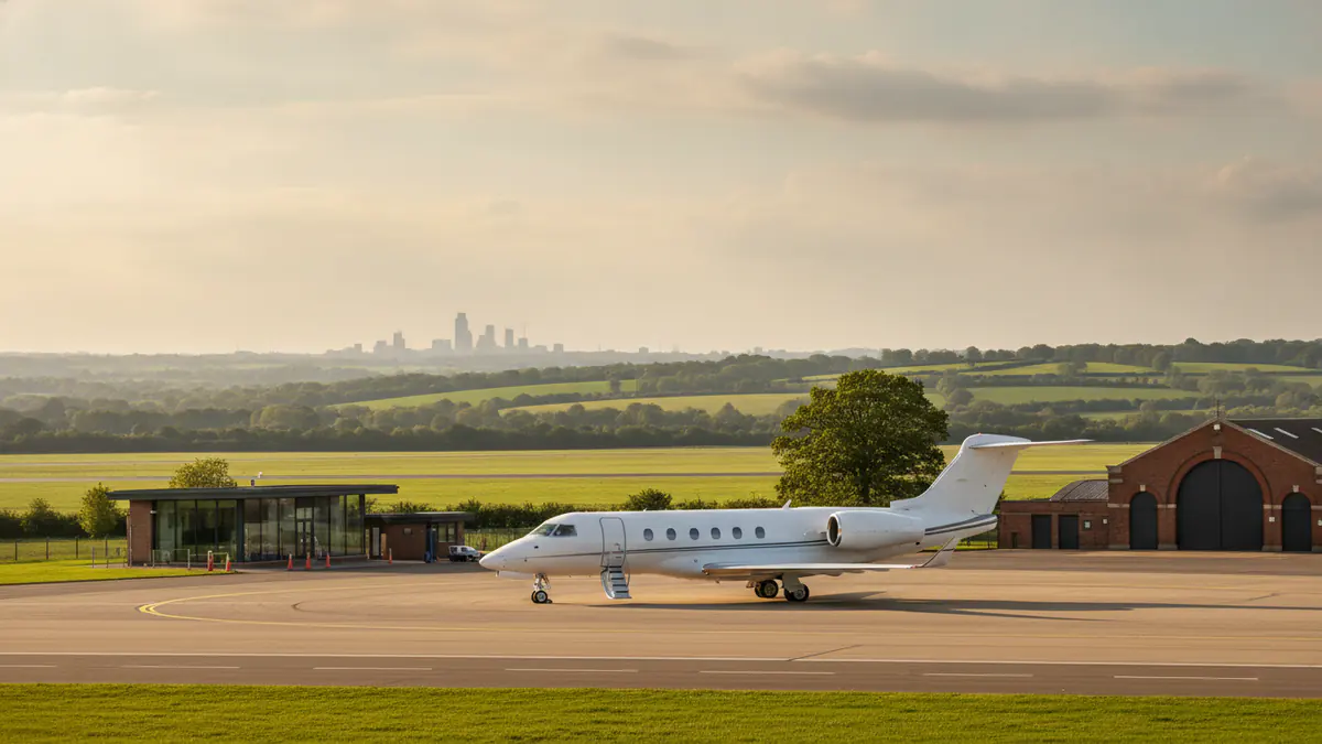 Private jet Biggin Hill: business jet on the apron at Biggin Hill