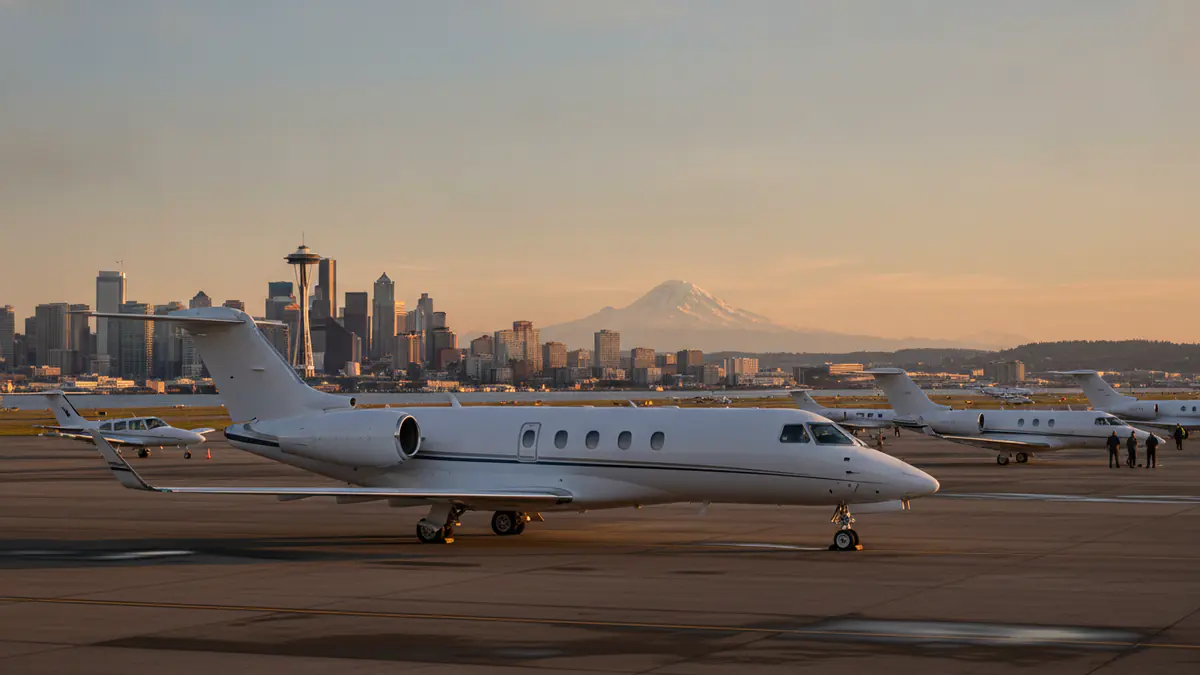 Private jet Boeing Field Private jet Boeing Field: business jet on the apron at Boeing Field