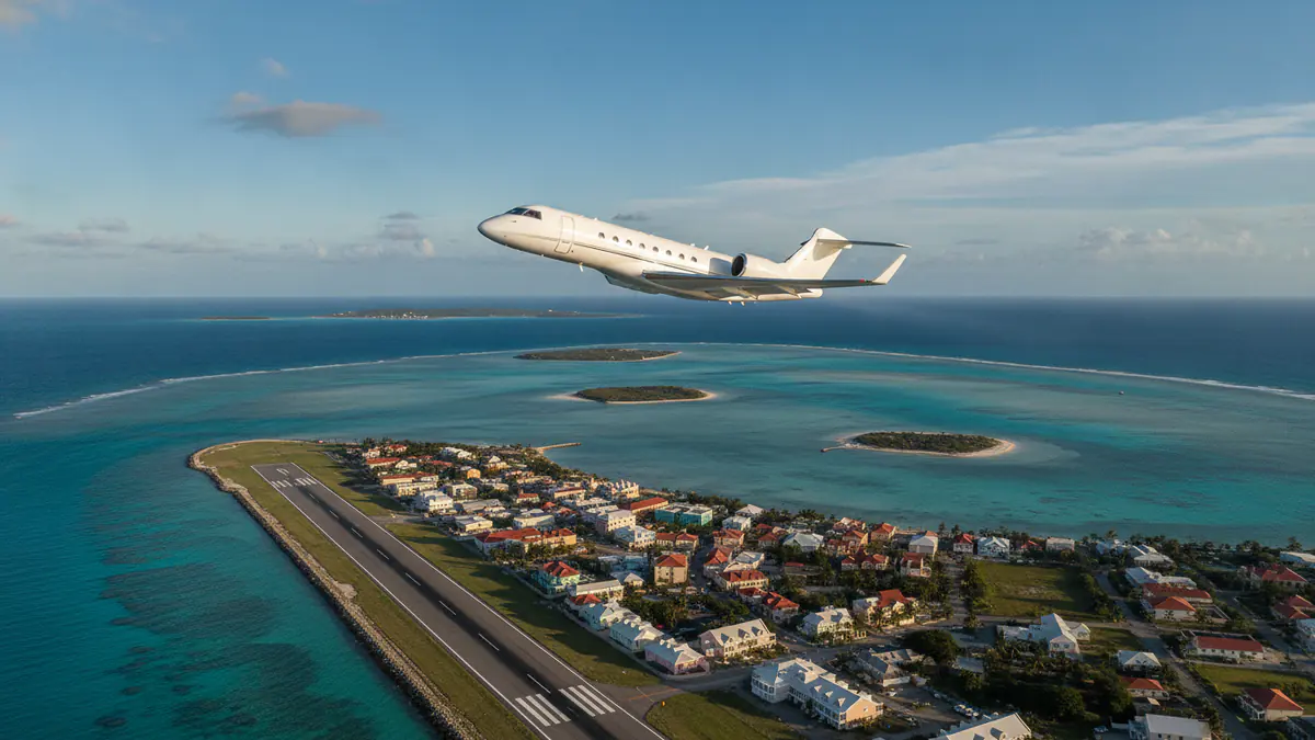 Private jet charter Nassau Private jet charter Nassau: business jet taking off with Nassau in the background