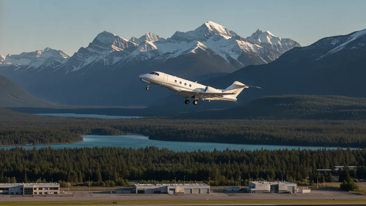 Private jet charters Canada Private jet charters Canada: business jet taking off with Canada in the background