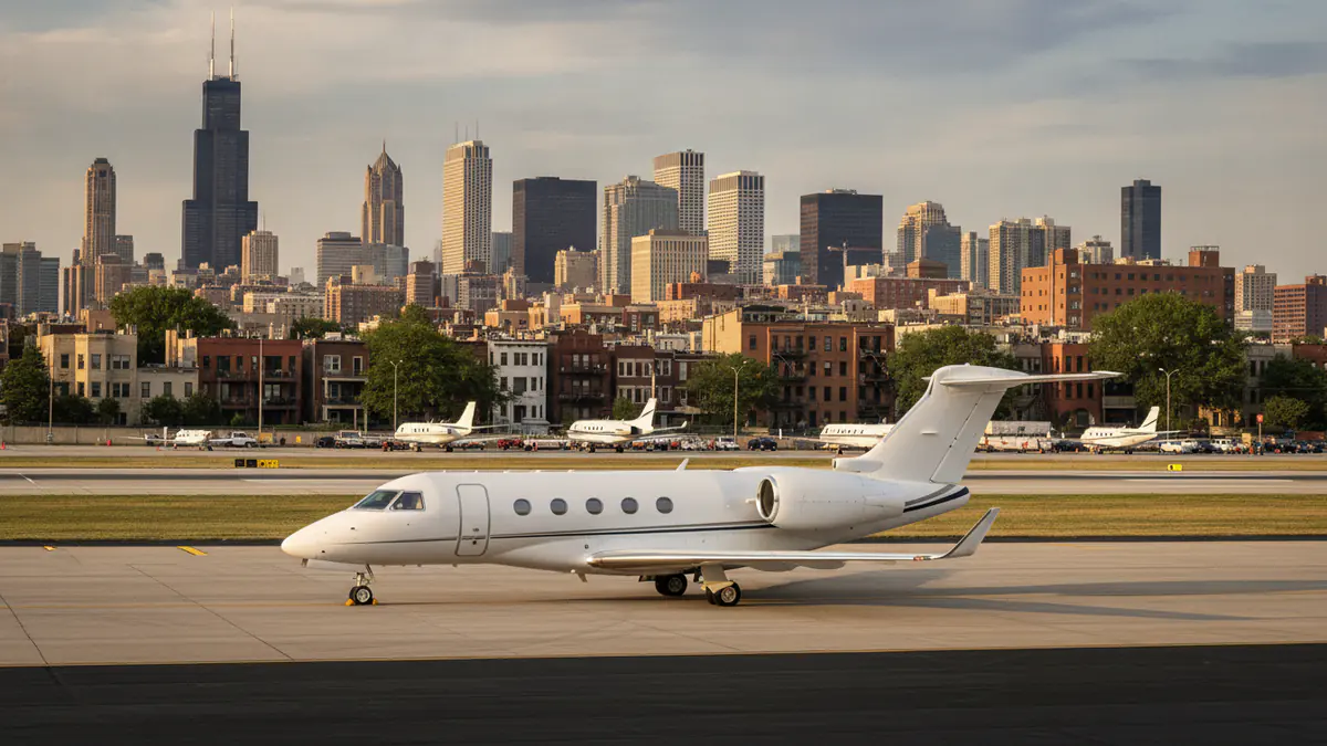 Private jet Chicago Midway Private jet Chicago Midway: business jet on the apron at Midway