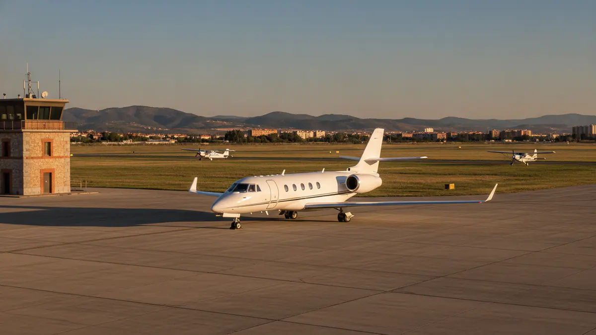 Private jet Cuatro Vientos: business jet on the apron at Cuatro Vientos