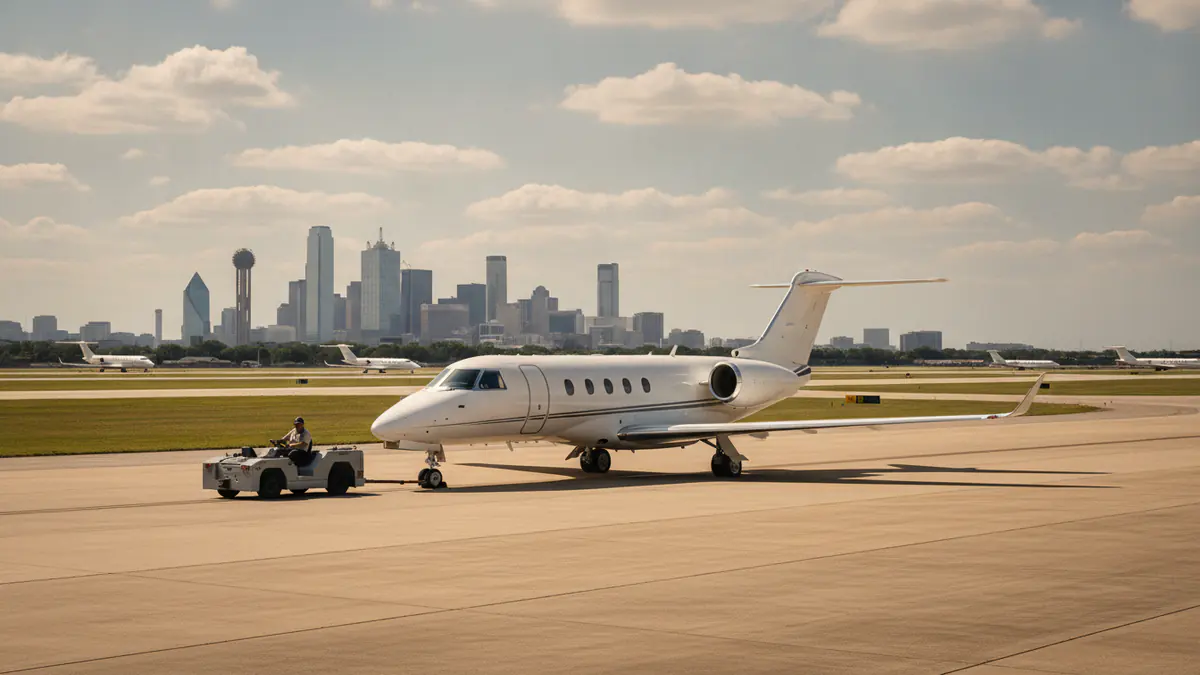 Private jet Dallas Love Field: business jet on the apron at Love Field