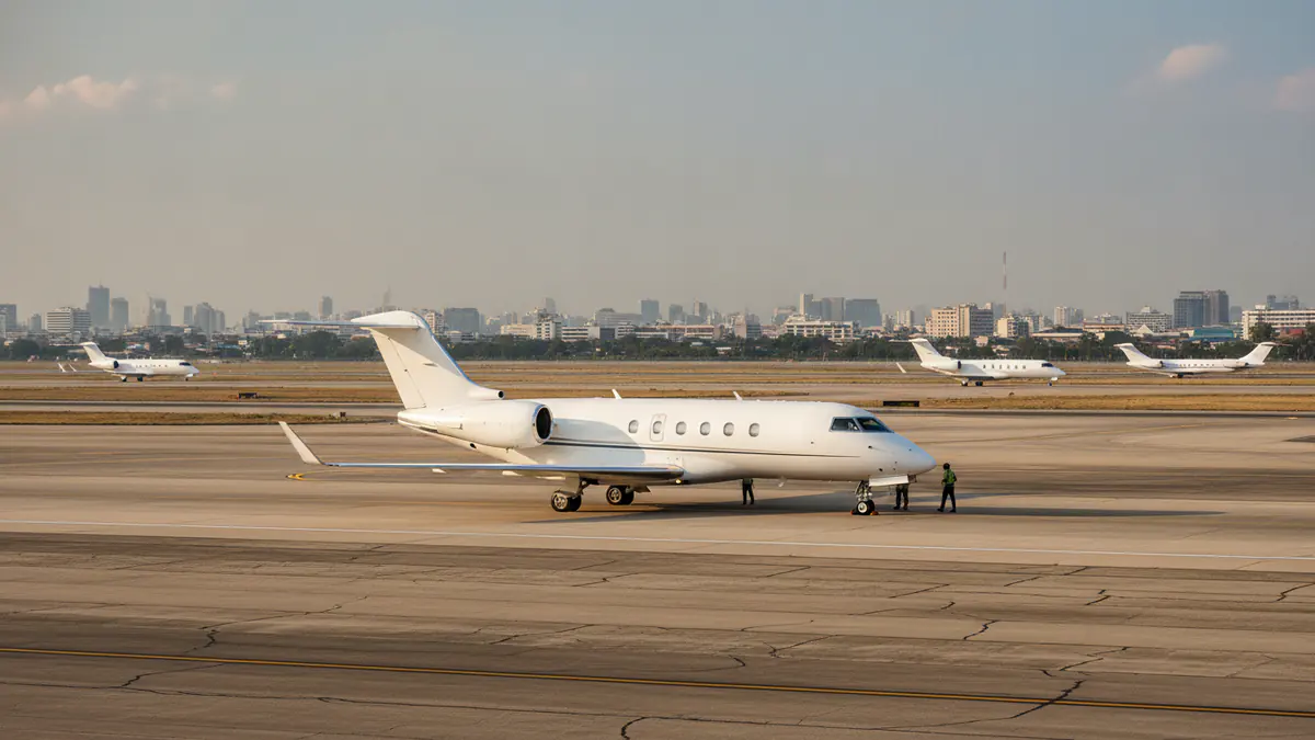 Private jet Don Mueang: business jet on the apron at Don Mueang