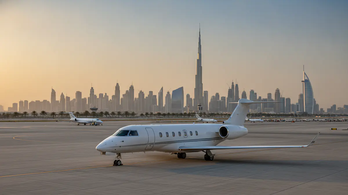 Private jet Dubai International Private jet Dubai International: business jet on the apron at Dubai International