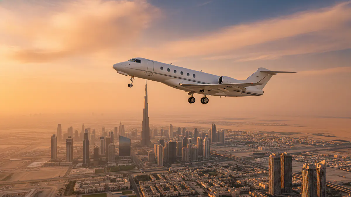 Private jet Dubai to Istanbul Private jet Dubai to Istanbul: midsize jet climbing out of Dubai