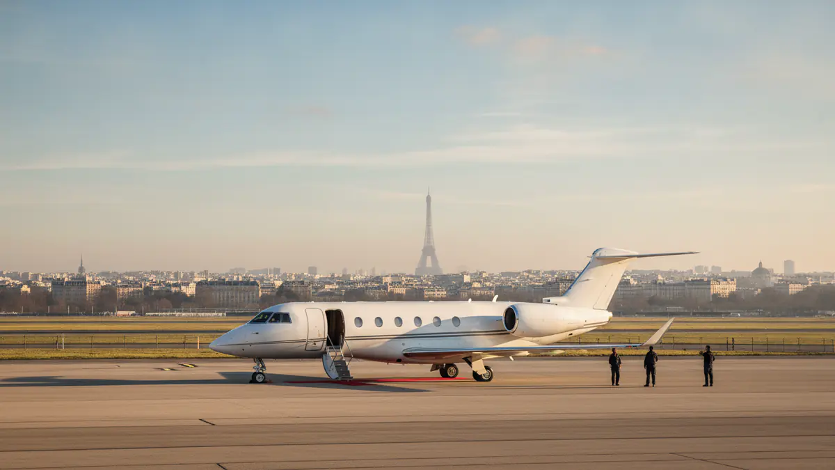 Private jet Dubai to Paris Private jet Dubai to Paris: super midsize jet on arrival in Paris