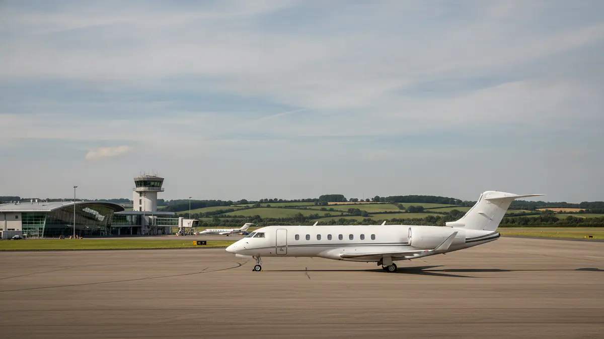 Private jet Farnborough: business jet on the apron at Farnborough