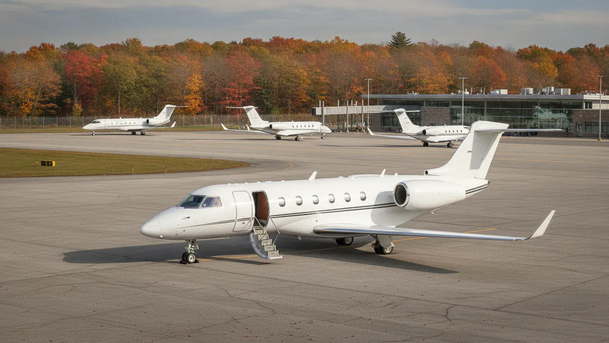 Private jet Hanscom Private jet Hanscom: business jet on the apron at Hanscom (Bedford)