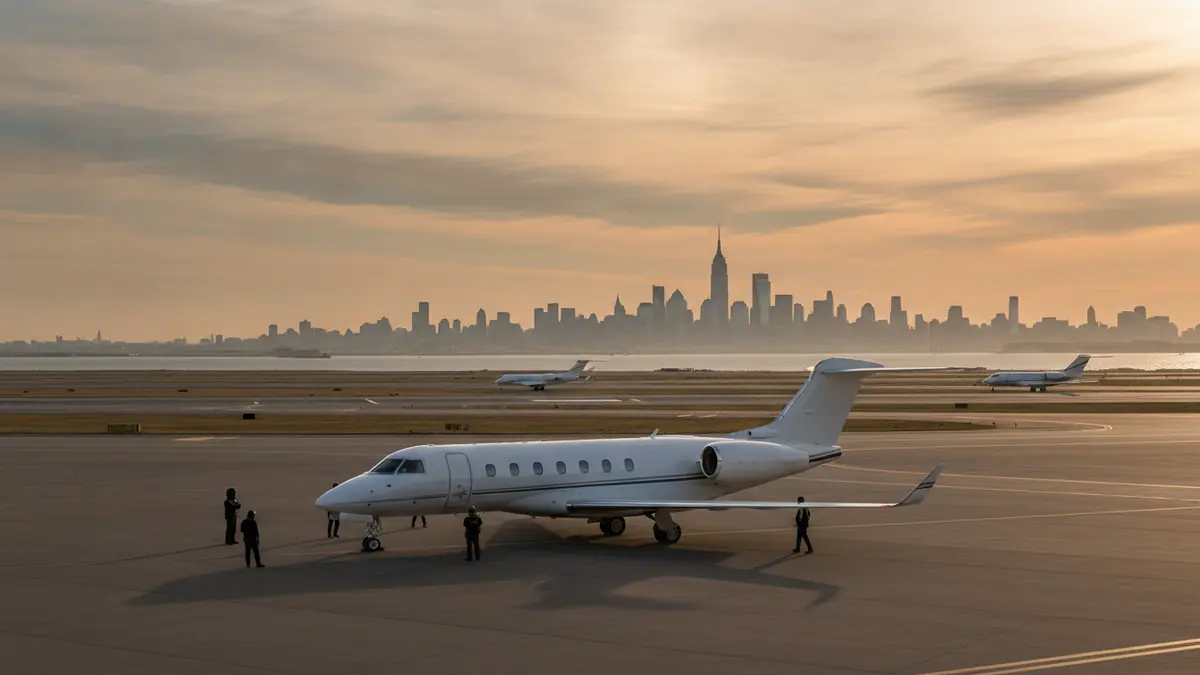 Private jet JFK Private jet JFK: business jet on the apron at JFK