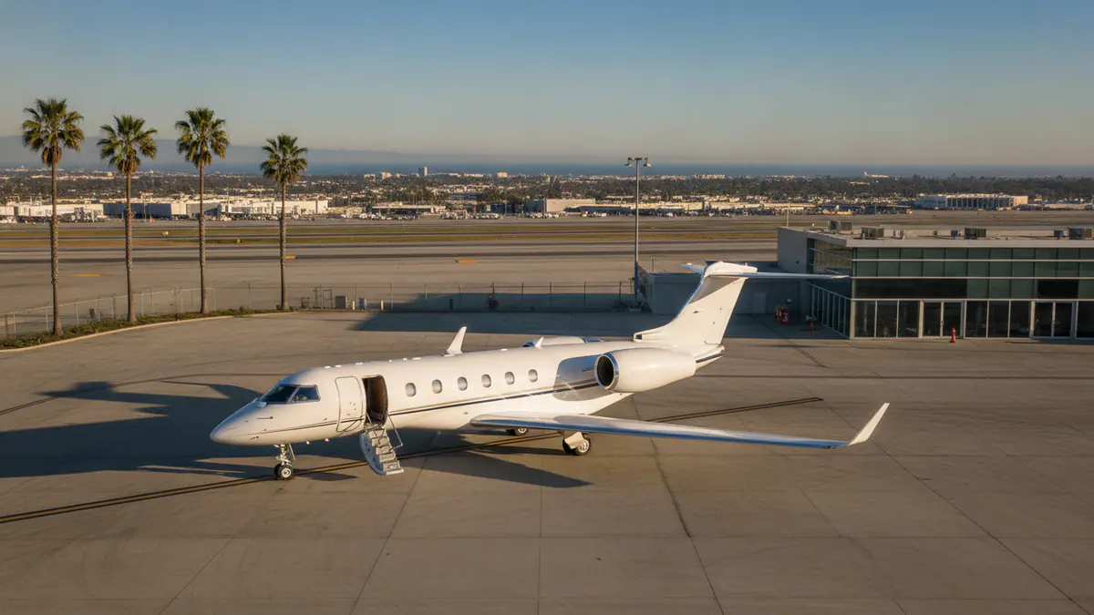 Private jet LAX: business jet on the apron at LAX