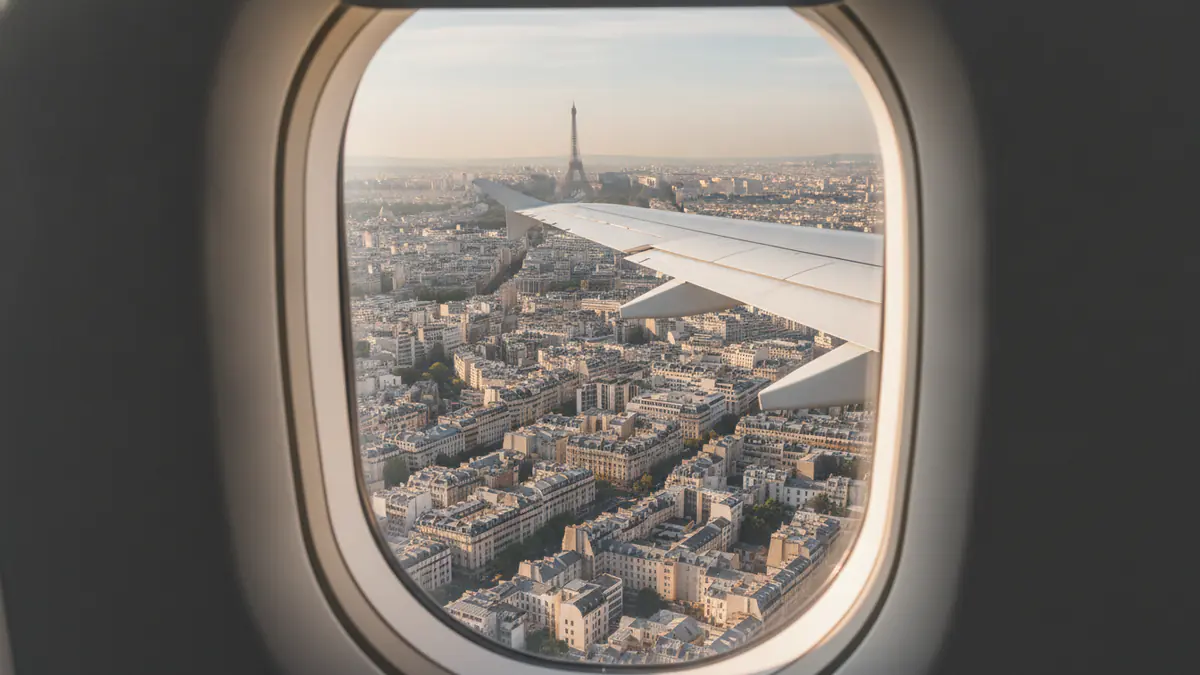 Private jet London to Paris Private jet London to Paris: cabin window view on approach to Paris