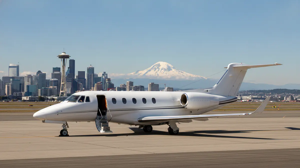 Private jet Los Angeles to Seattle: light jet on arrival in Seattle