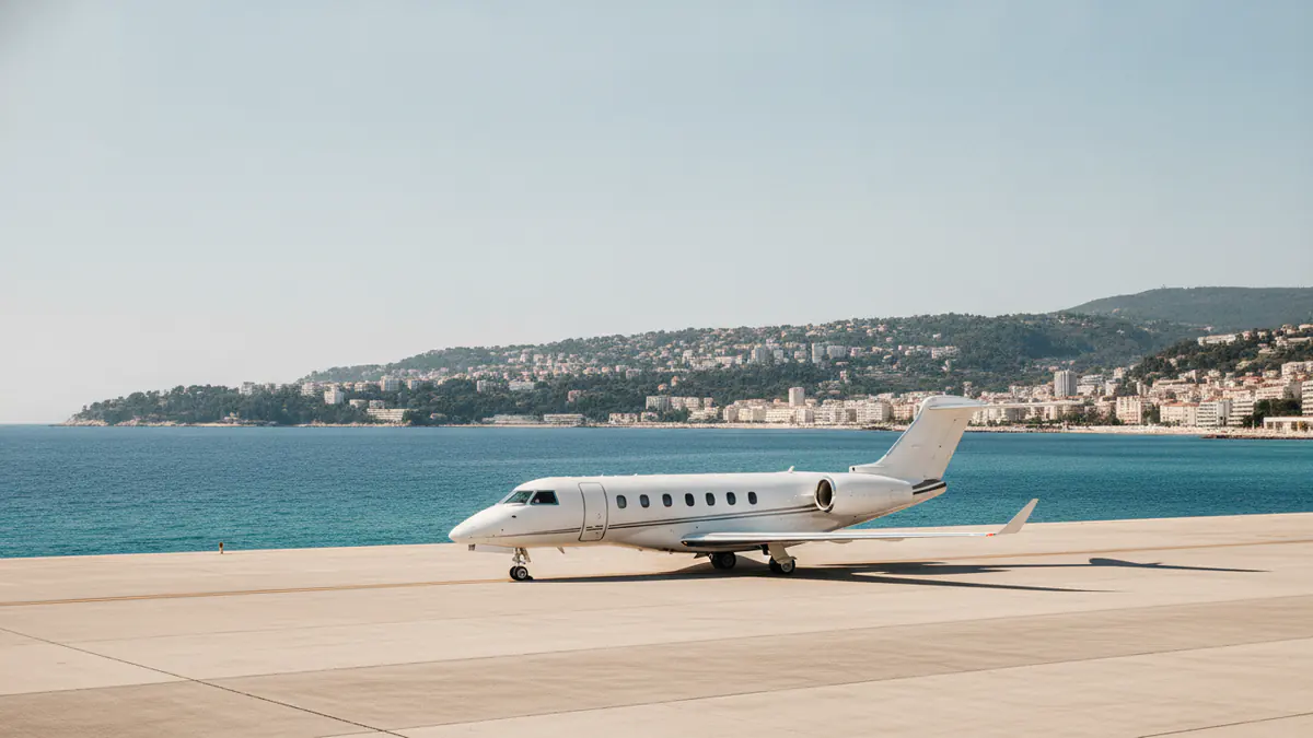 Private jet Nice airport Private jet Nice airport: business jet on the apron at Nice