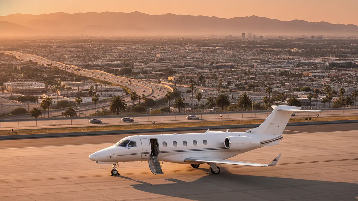 Private jet Oakland to Los Angeles: light jet on arrival in Los Angeles