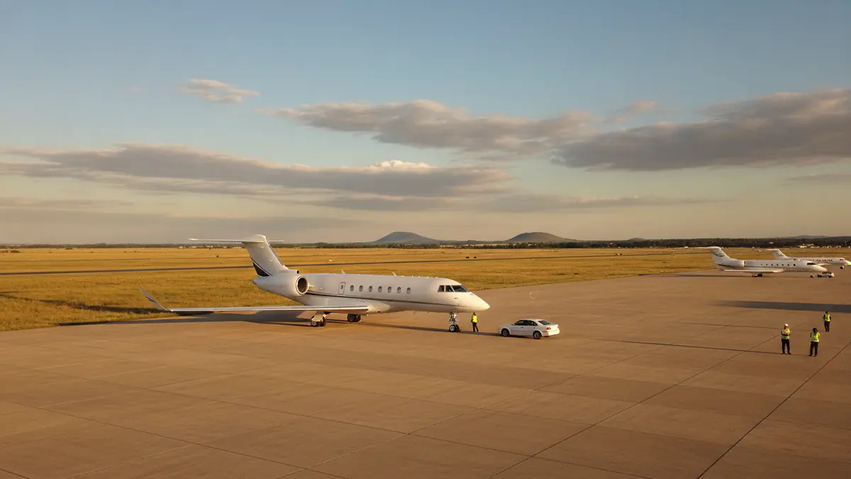 Private jet or Tambo: business jet on the apron at O. R. Tambo