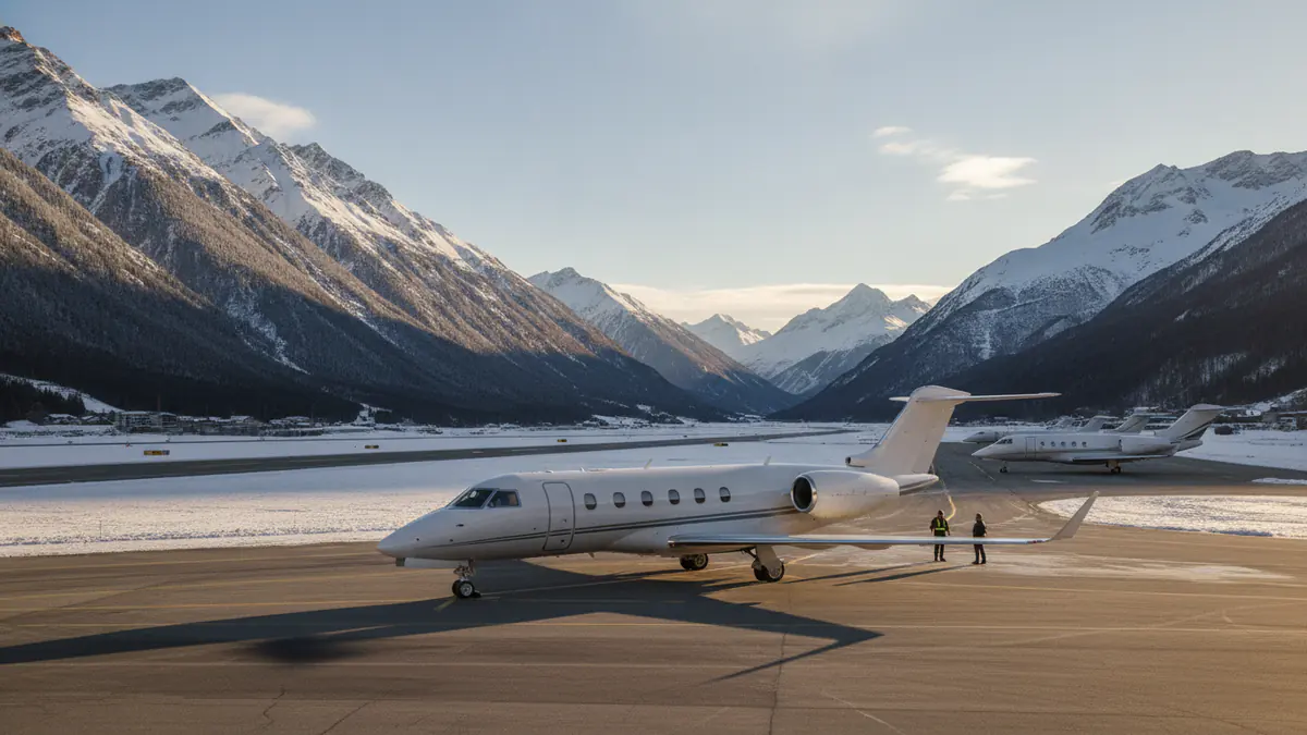 Private jet Samedan: business jet on the apron at Samedan