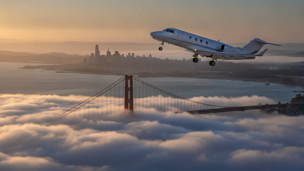 Private jet San Francisco to Seattle Private jet San Francisco to Seattle: light jet climbing out of San Francisco