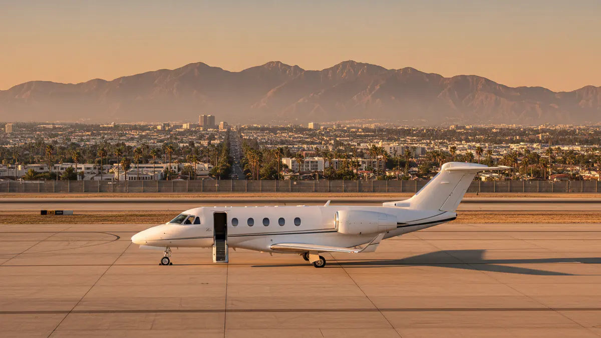 Private jet San Jose to Los Angeles: light jet on arrival in Los Angeles