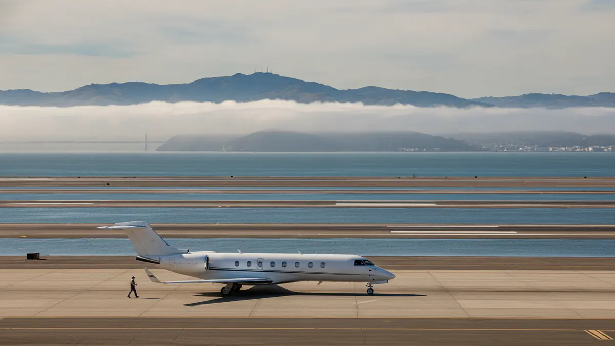 Private jet SFO: business jet on the apron at SFO