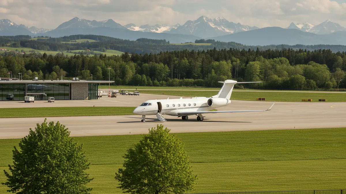 Private jet Zurich airport: business jet on the apron at Zurich