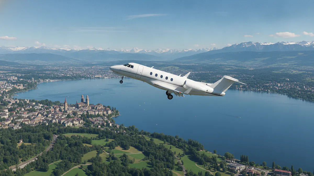 Private jet Zurich to London Private jet Zurich to London: light jet climbing out of Zurich