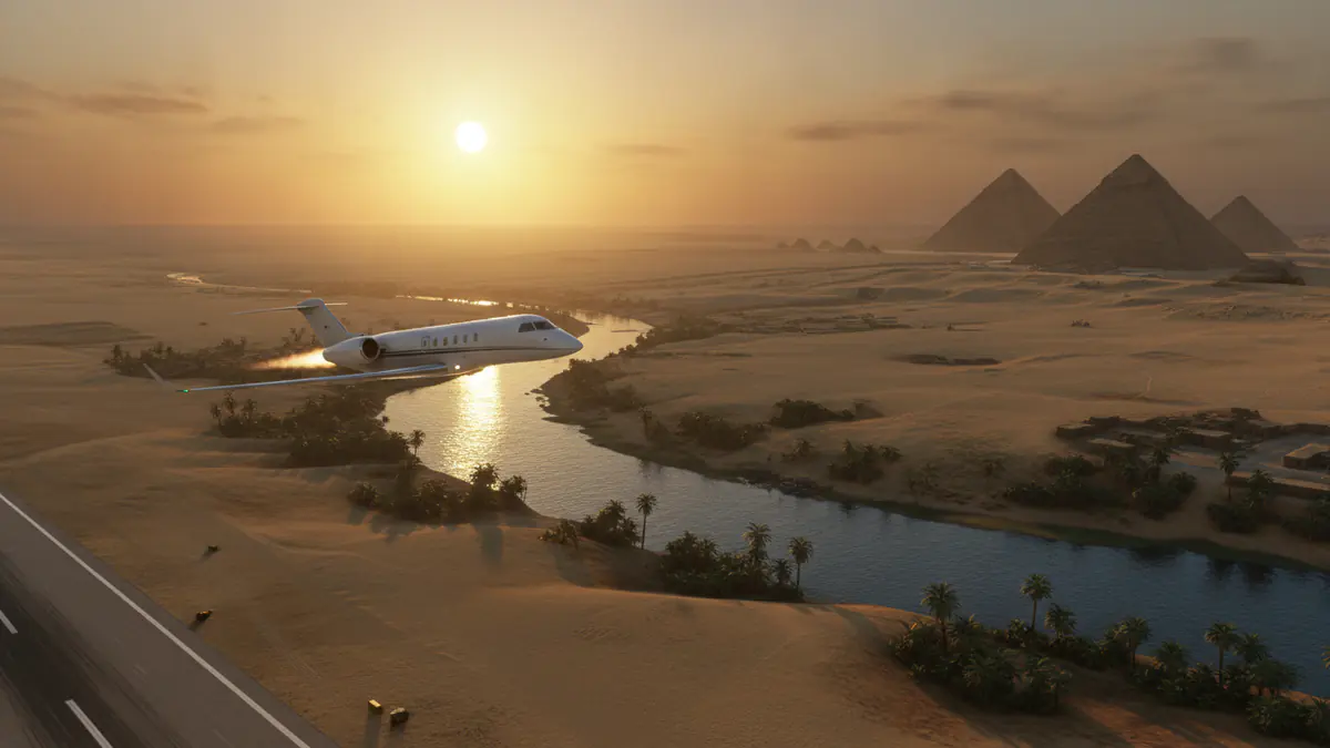 Private jets Egypt Private jets Egypt: business jet taking off with Egypt in the background
